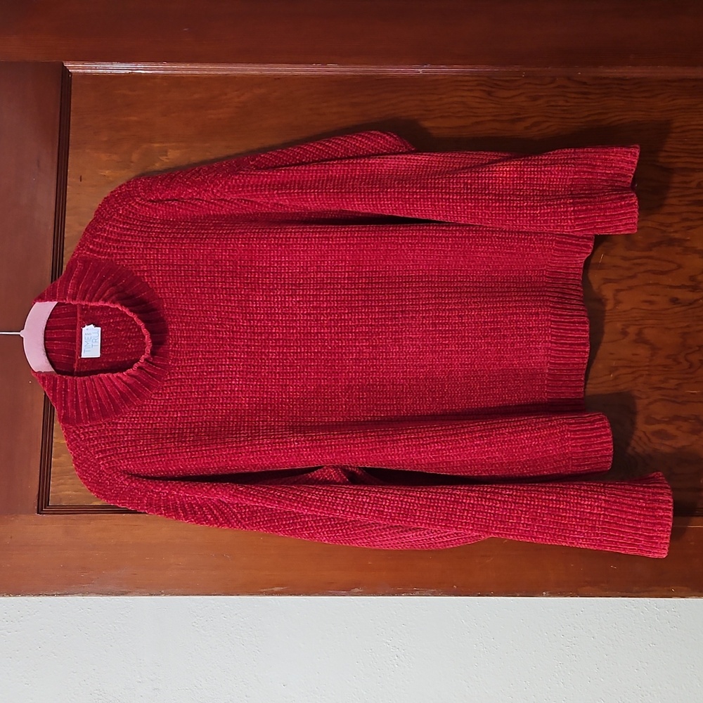 Time and Tru Red Mock Neck Sweater Size XL 16-18 Very Soft and Stretchy